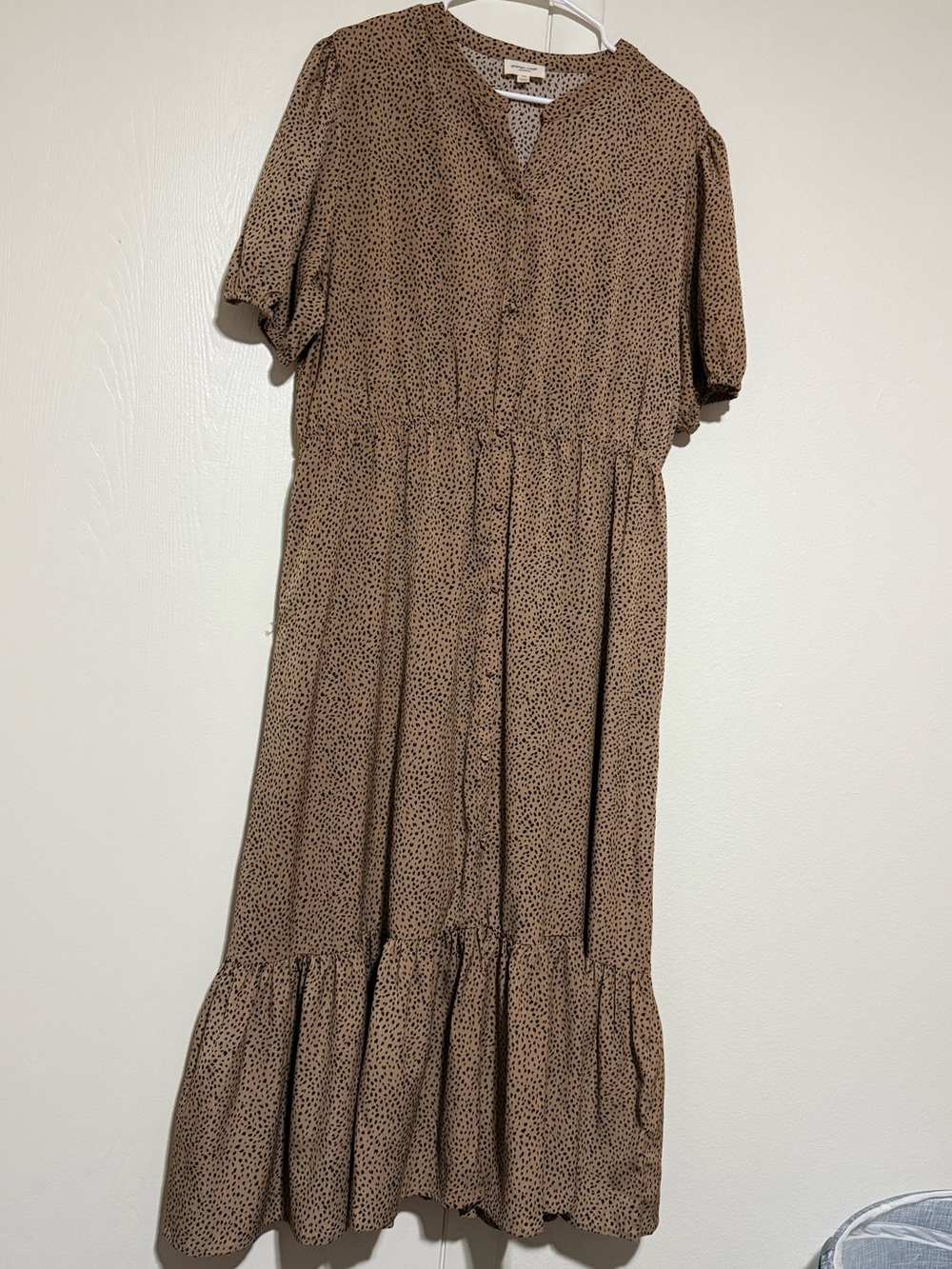 Orange Creek Spot Print Button Front Tiered Midi Dress  - 1X